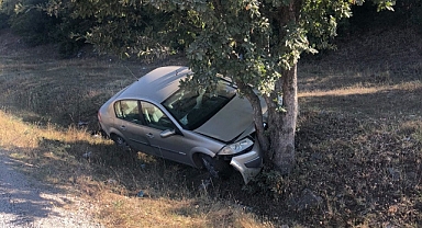 Mucurda Kayan Otomobil Ağaca Çarptı
