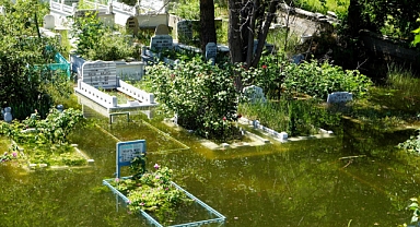 Baraj suları yükseldi mezarlıklar sular altında kaldı