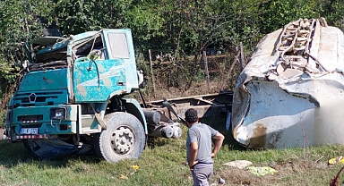 Samsun'da sulama tankeri şarampole yuvarlandı: 1 ağır yaralı