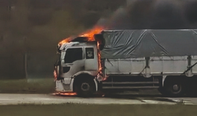 Tokat-Niksar Yolunda Çilek Yüklü Kamyon Yandı