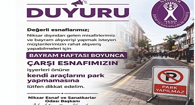 Niksar Esnaf Odası'ndan Bayram Öncesi Park Uyarısı