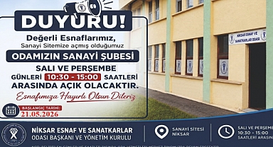 Niksar Esnaf ve Sanatkarlar Odasının Sanayi Şubesi Açılıyor